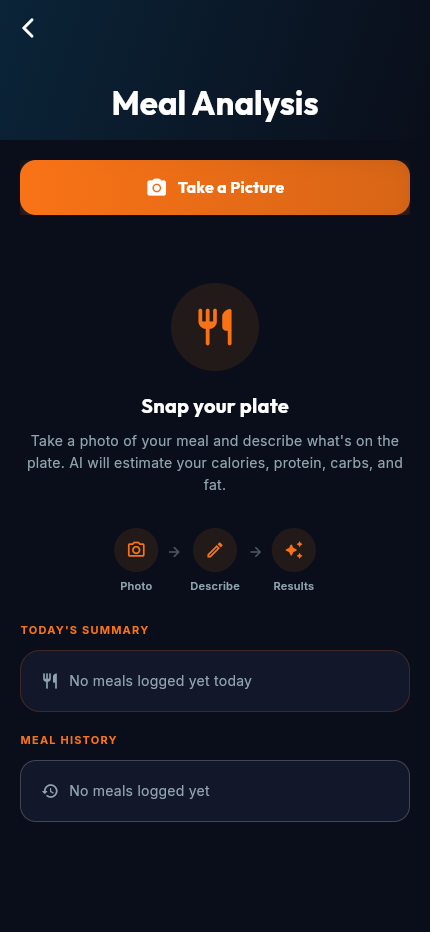 AthletIQ mobile app's AI meal analysis screen